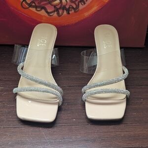 Ruche Women's Beige and Silver Strappy Heels